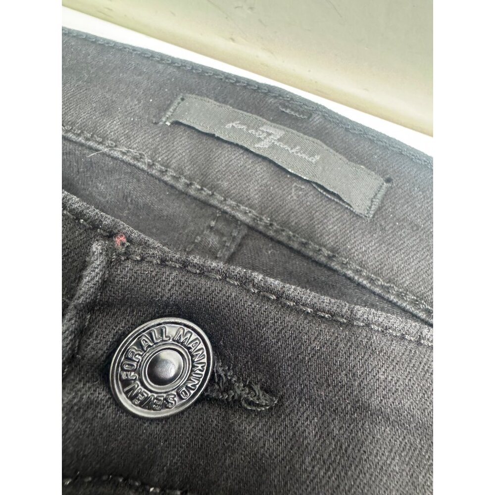 7 For All Mankind Dojo Womens Jeans 31X30 Flare Leg Black Denim Wide Leg Stretch - Picture 8 of 13